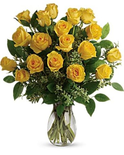 Your Love & Devotion delivered. Surprise your special one with this gorgeous arrangement of yellow roses available in one dozen, 18 roses or two dozen wonderful blooms.

It’s a an unforgettable display of your timeless love.